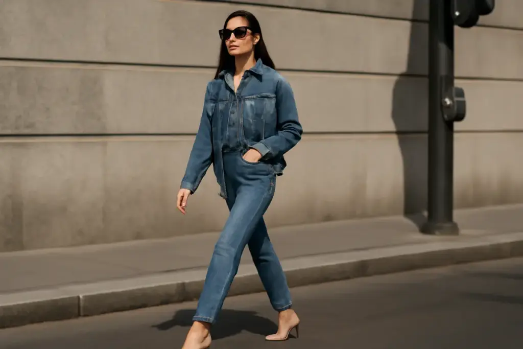 Look total denim street style: il segreto per non appiattire la figura e slanciare la silhouette
